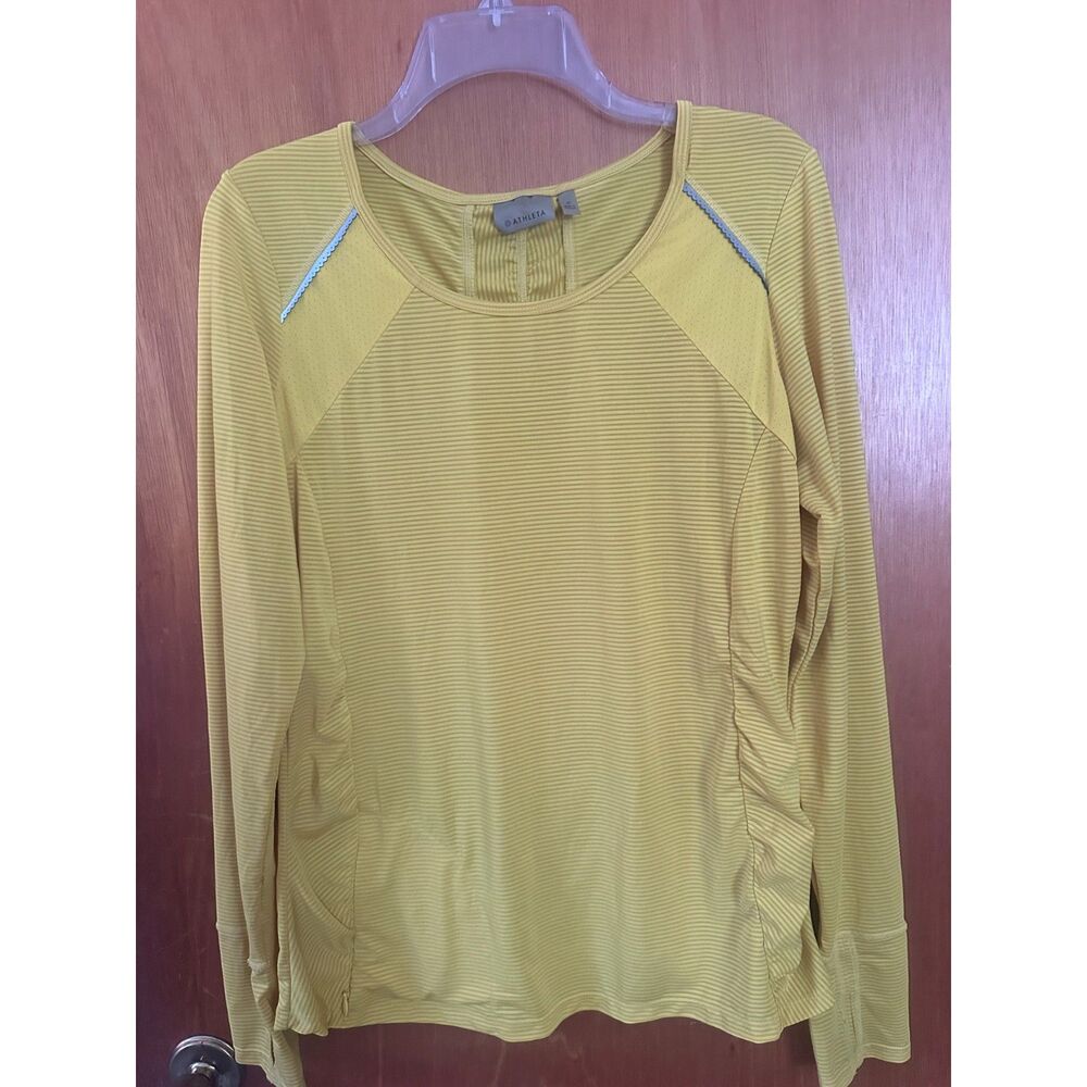 Athleta Peak Train Running Active Top Yellow Chartreuse Medium Reflective Pocket